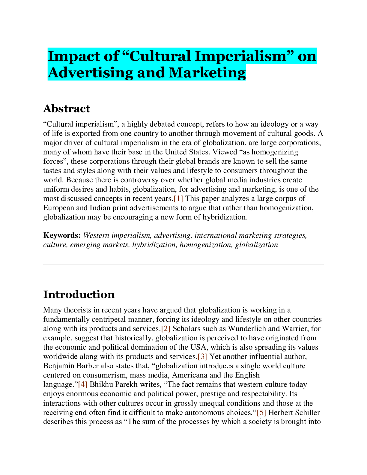 Preview image for Impact of “Cultural Imperialism” on Advertising and Marketing